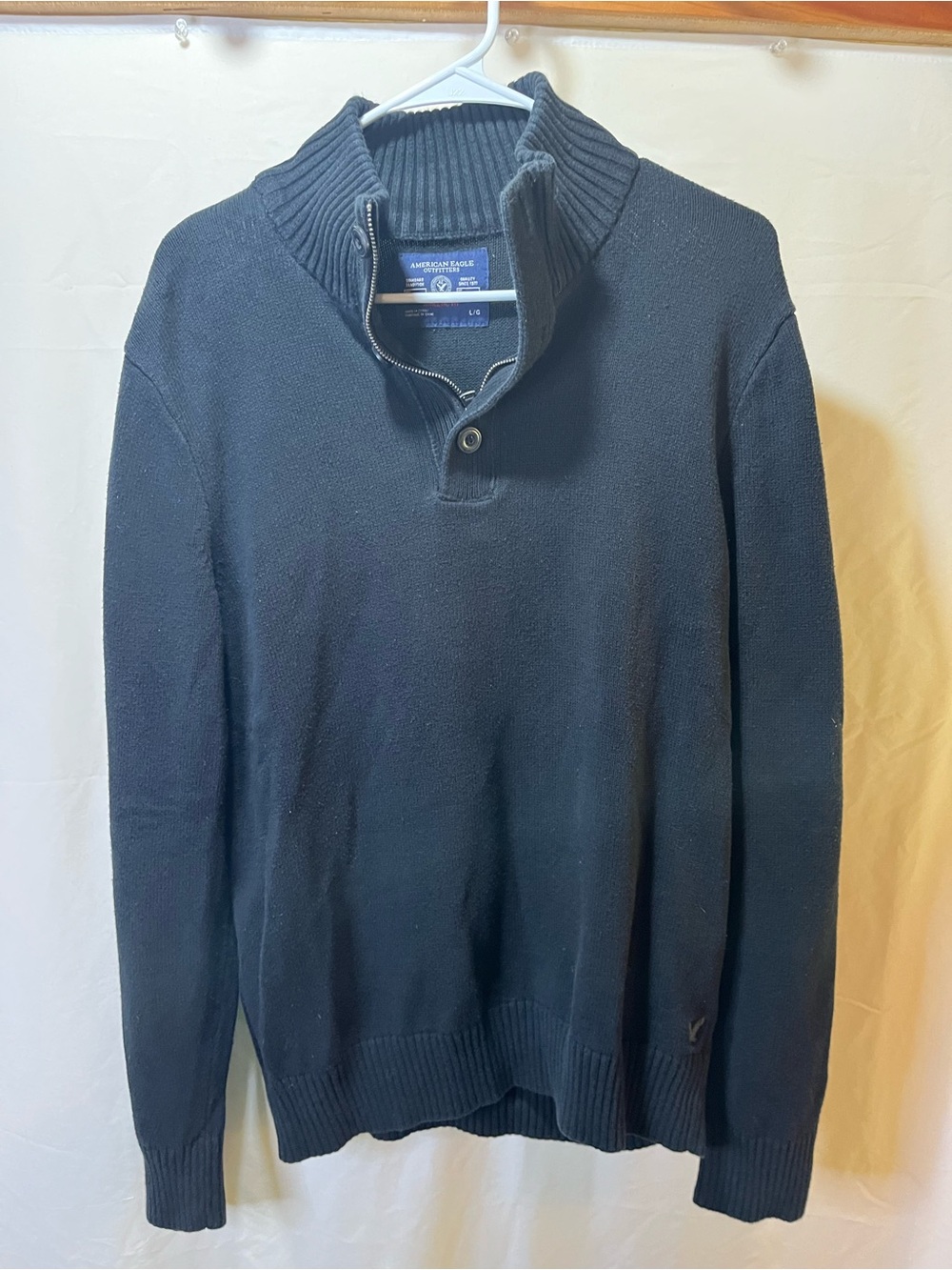 American Eagle Outfitters Black 3/4 Zip Sweater - Men's